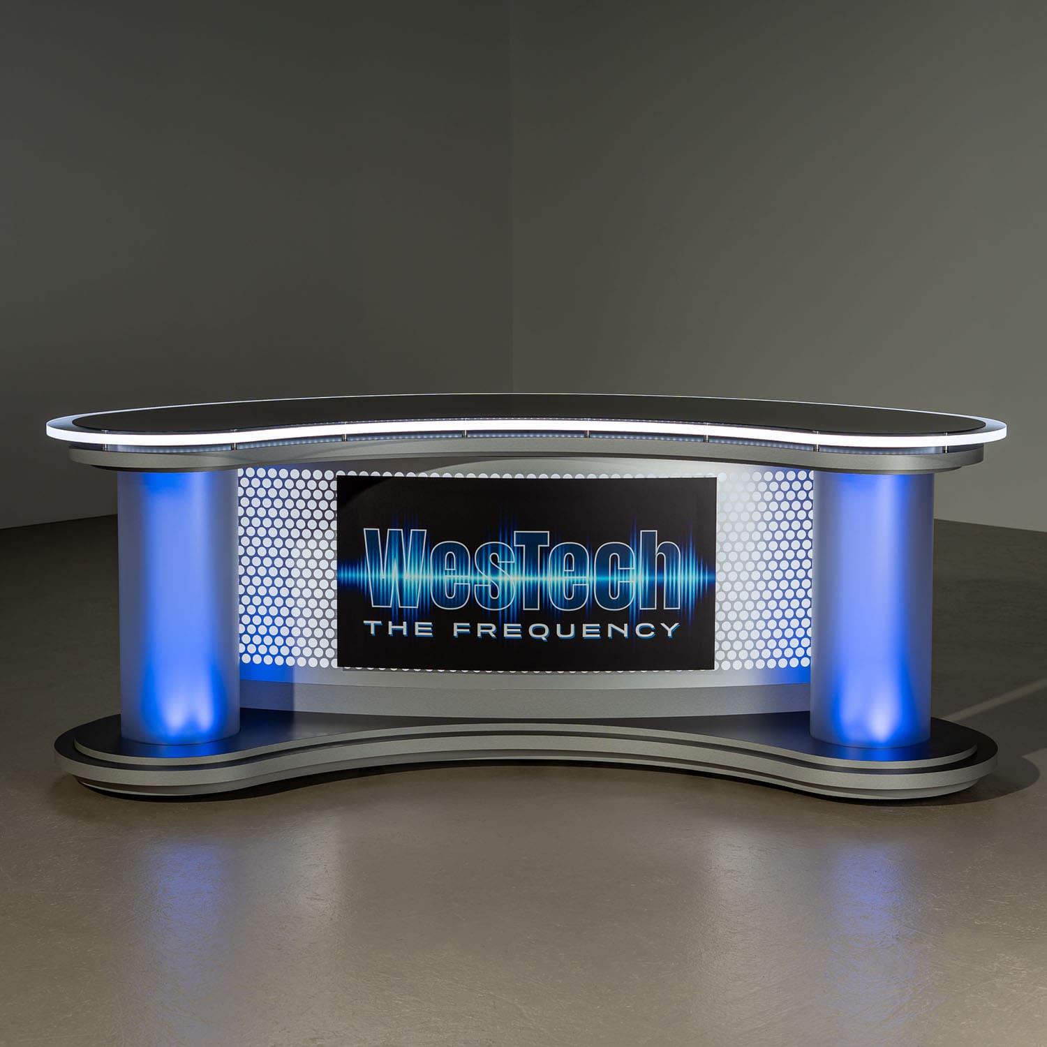 Small Lit Up Wide Angle News Desk