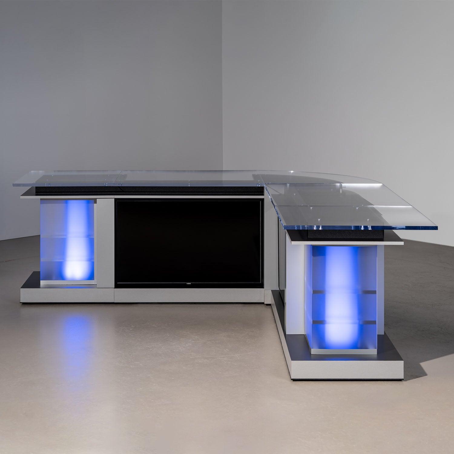Five Piece Modular Desk | Reconfigurable News Desk – TVsetdesigns.com