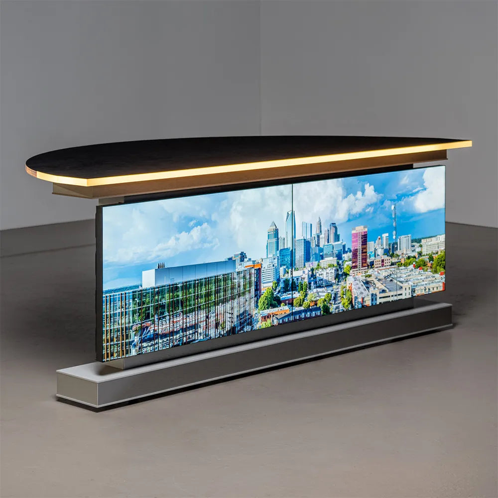Panoramic Monolith Desk | Broadcast Studio Furniture – TVsetdesigns.com