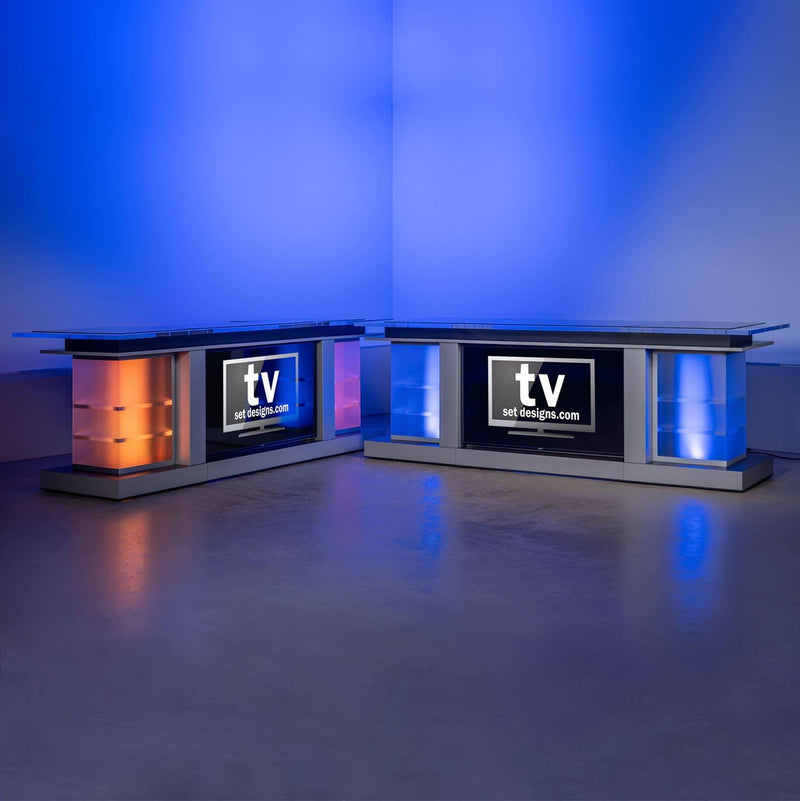 Three Piece Modular News Desk | Broadcast Furniture – TVsetdesigns.com