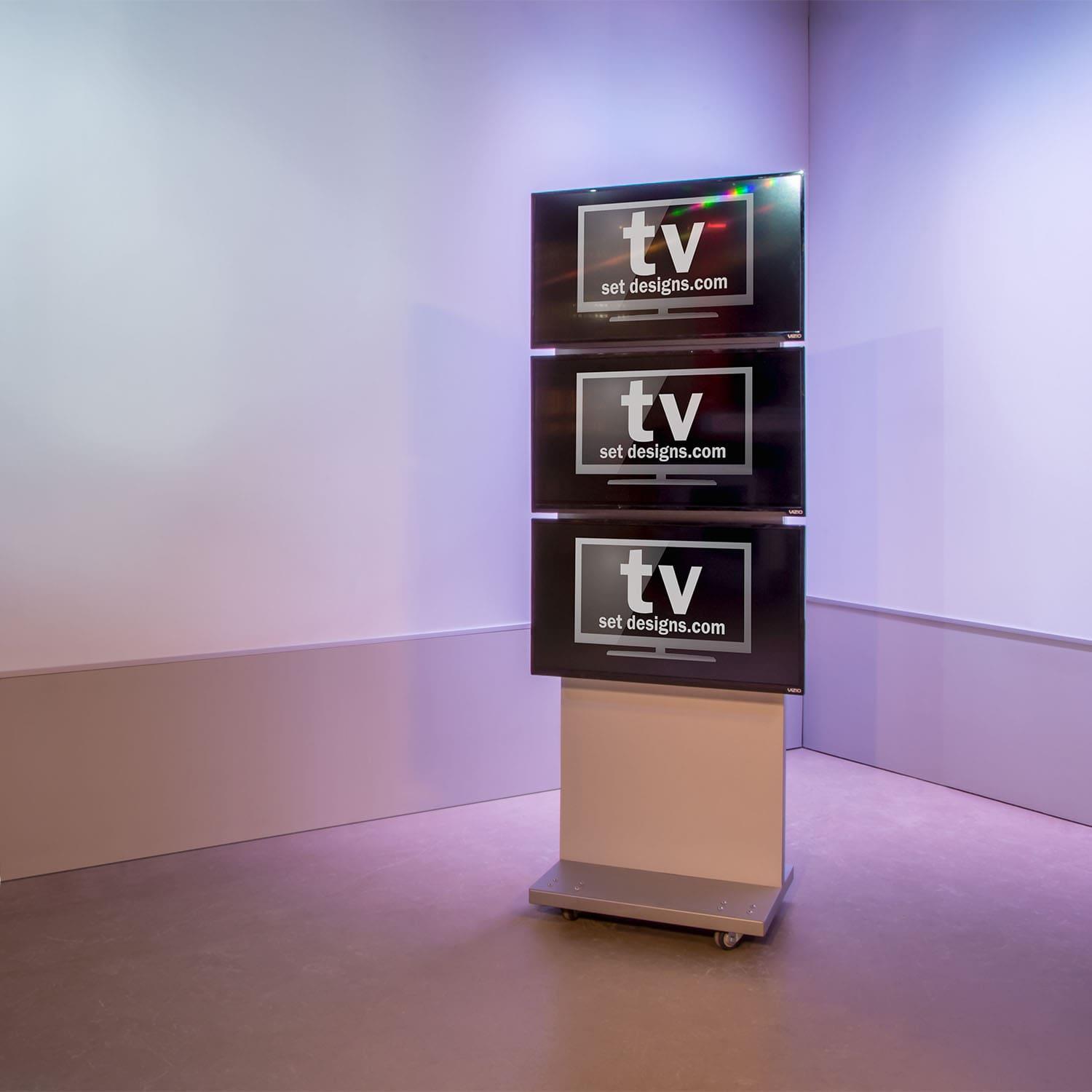 Triple TV Stand | Broadcast Studio Furniture – TVsetdesigns.com